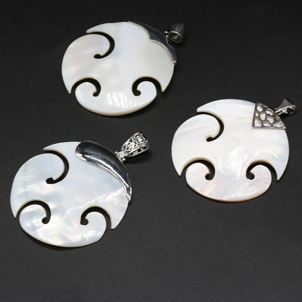 

Natural Shell Pendants Big Round Mother of Pearl Seashell Charms for Jewelry Making DIY Tribal Necklace Accessories