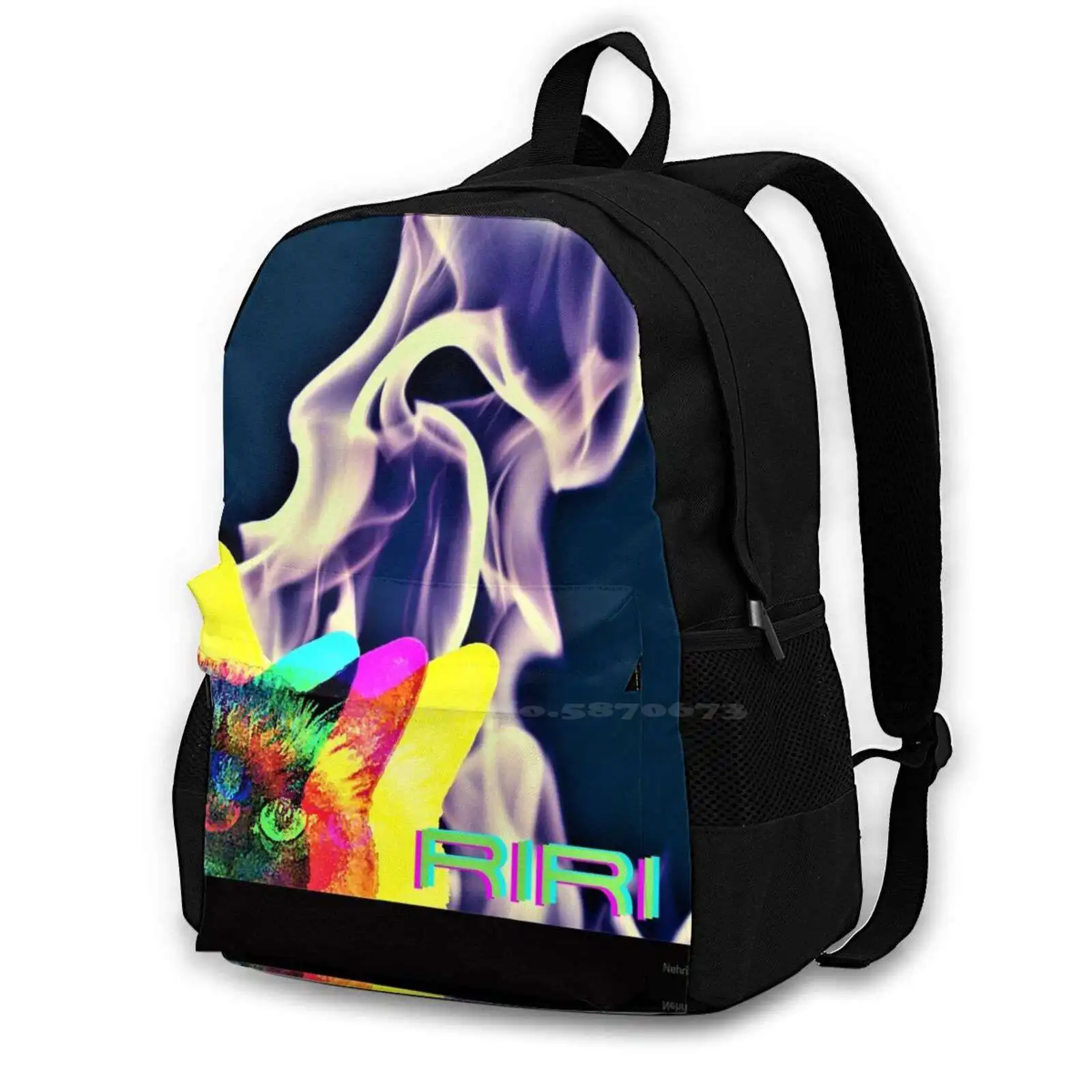 

Riri At The Club....Later Rucksack Knapsack Storage Bag Backpack Tim Burton Ernest Hemingway Polydactyl Meow Riri Siamese Cat Y