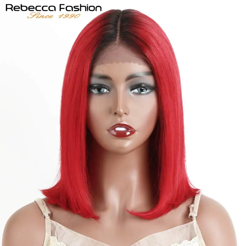 Шелковистые прямые короткие парики Ребекка из человеческих волос на сетке
