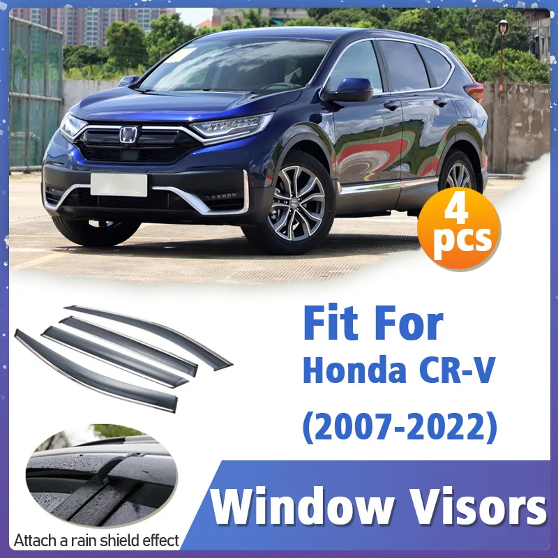 Window Visors Guard for Honda Crv Cr-v 2007-2022 Vent Cover Trim Awnings Shelters Protection Deflector Rain Rhield 4pcs 2015