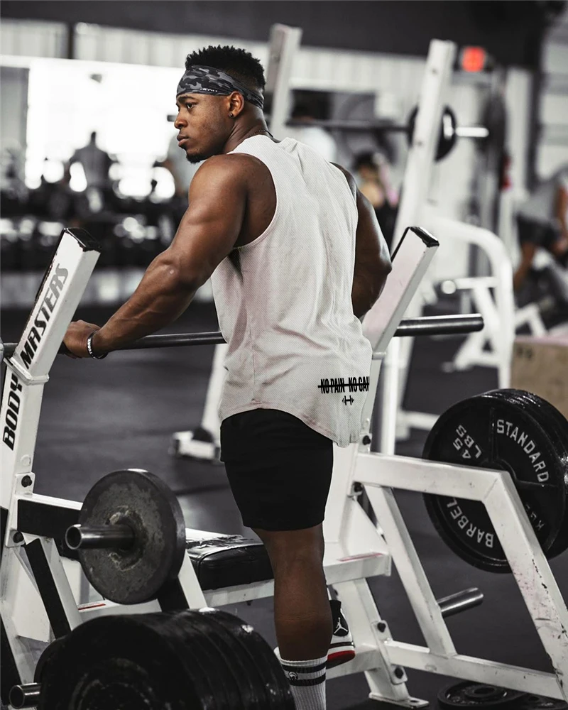 Мужская майка с логотипом на спине Облегающая для фитнеса бодибилдинга | одежда