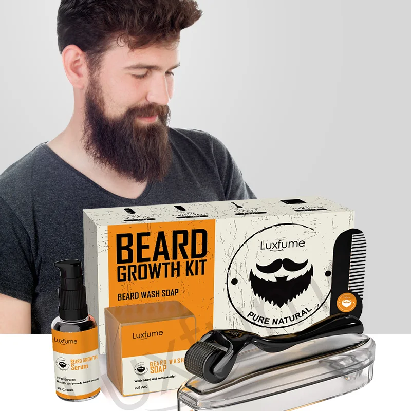 

4pcs Men Beard Growth Kit Beard Growth Serum Essence Promoting Beard Growth Kit Beard Soap Serum Beard Growth Kit
