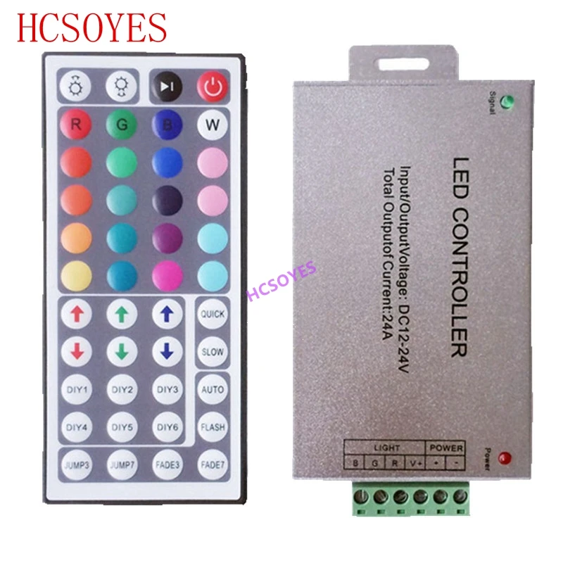 DC12-24V 24key 44key /24A/15A IR RF Remote Wireless RGB Led Controller Aluminum+Plastic 3CH 5A for 5050 3528 Strip | Освещение