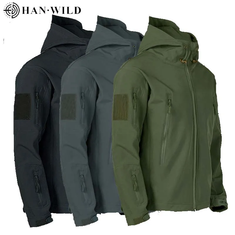

HAN WILD UK US Army Jackets Mens Outdoor Hiking Camping Waterproof Jacket Hoodie Sports Clothes Military Flight Pilot Coats 5XL