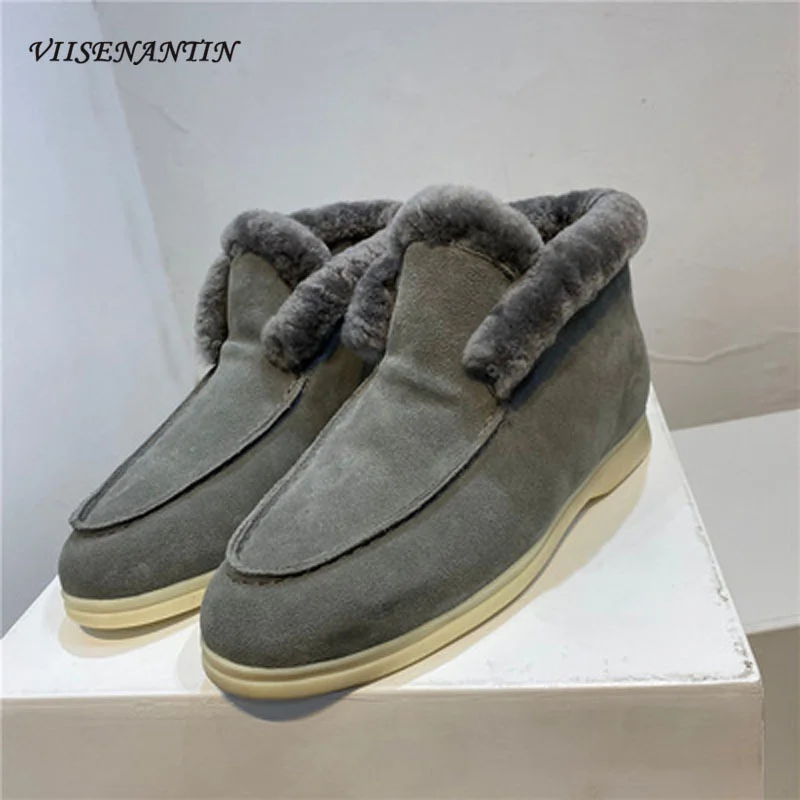 

Плюс бархат реального потертые матовый шерсти Современная Повседневная обувь на плоской подошве; На толстой подошве; Ботильоны на резиново...