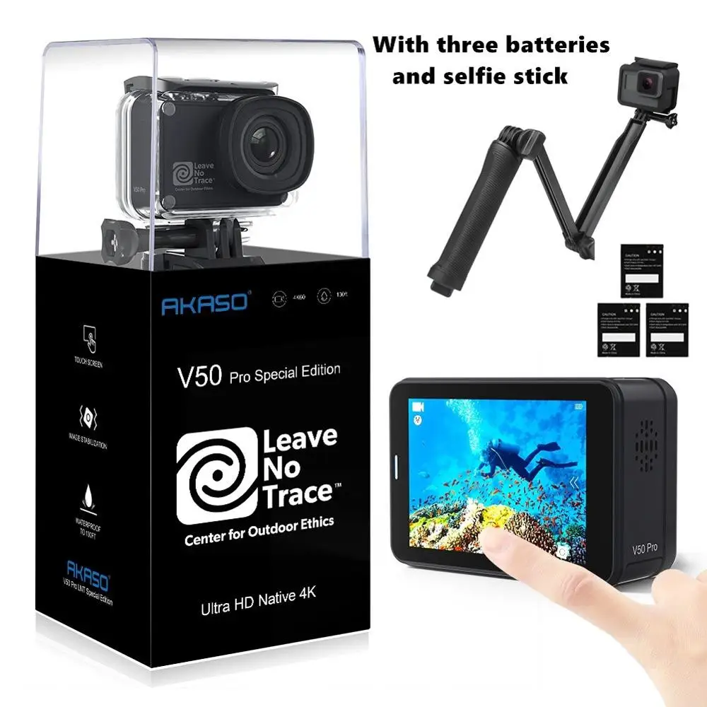 AKASO оригинальная Экшн-камера V50 Pro SE 4K 60fps, встроенная 4G DDR, 2 дюйма, сенсорный экран, 20MP, Спортивная камера, подводная