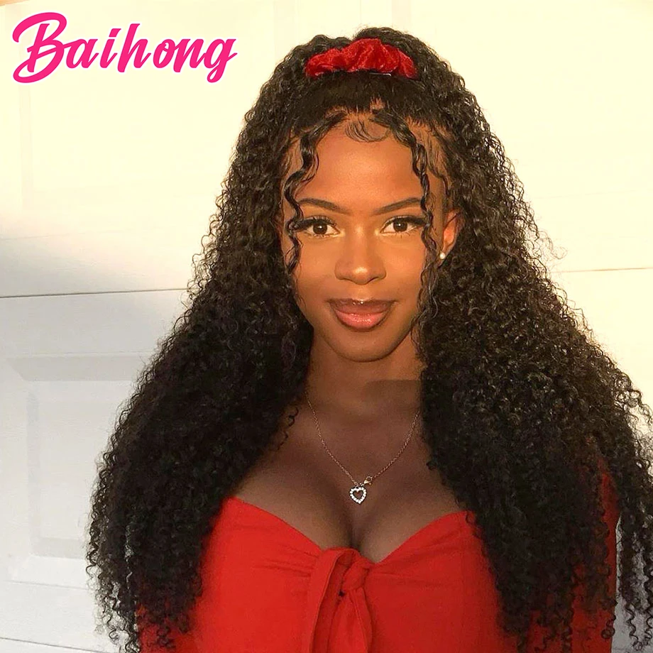 

Kinky Curly Human Hair 4x4 Lace Closures Only Brazilian Natural Black Color Hair Top Lace Human Hair Products Closure BAIHONG