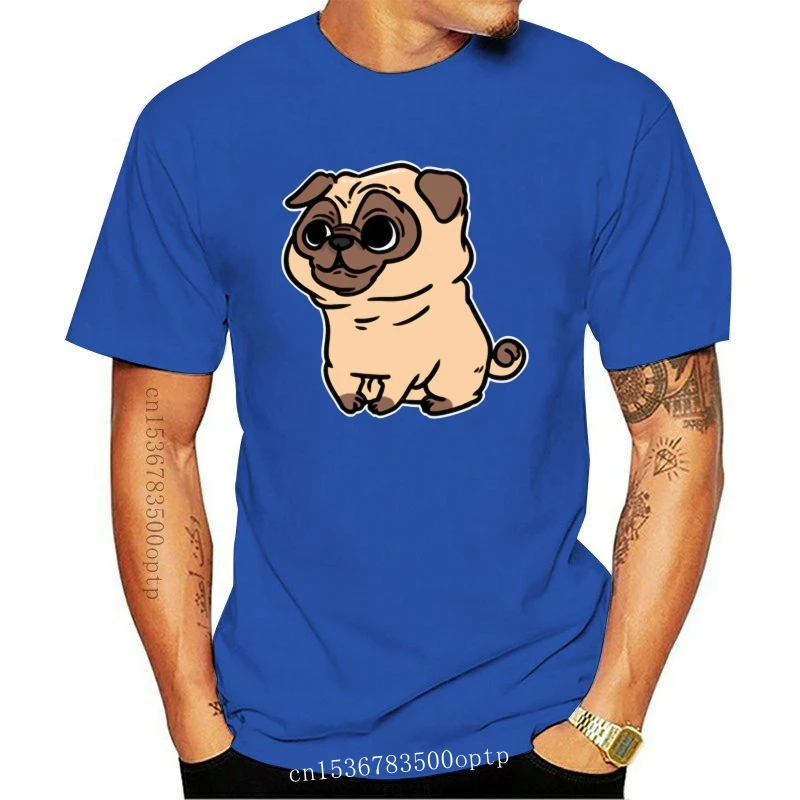 

New Comic Pug Puppy Dog Personalized T Shirt Man Cool Letter White Male Short Sleeve Men's T-Shirts Comic Hiphop Tops