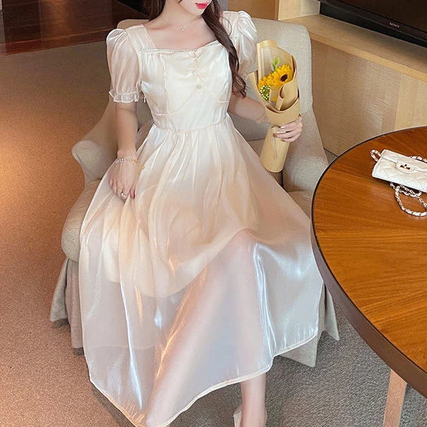 

Женское платье с длинным рукавом, дизайнерское платье-трапеция средней длины с высоким воротом и оборками, весна-лето 2021