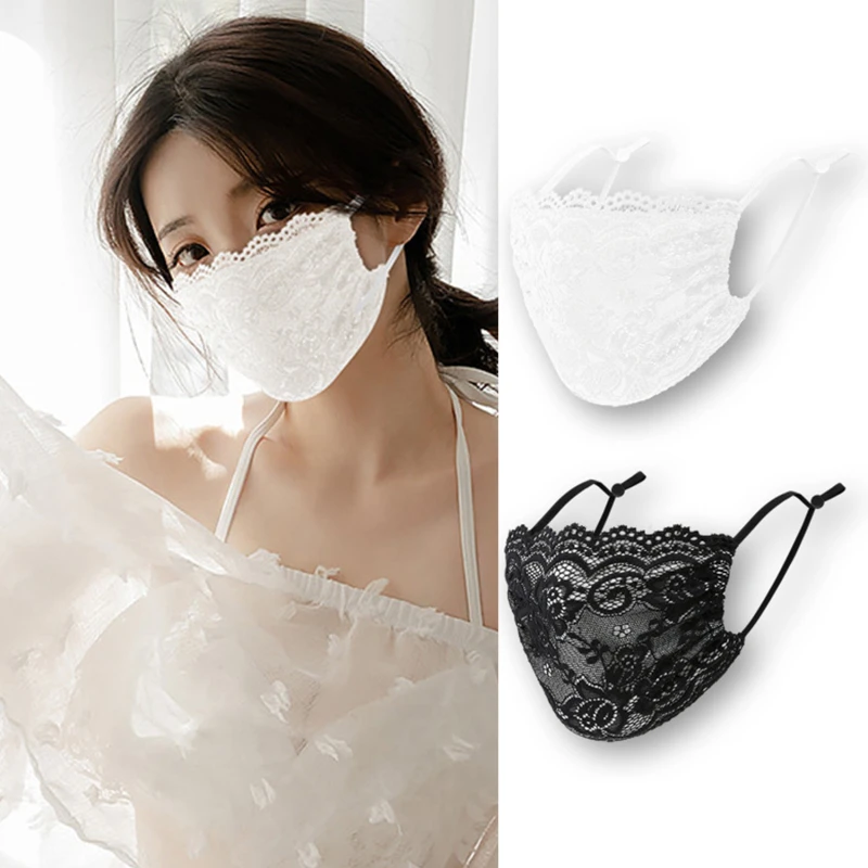 

Adult Mask Lace Flower Washable Adjustable Cotton Breathable Cotton Mask Print Breathable Face Mask Reusable Halloween Mask