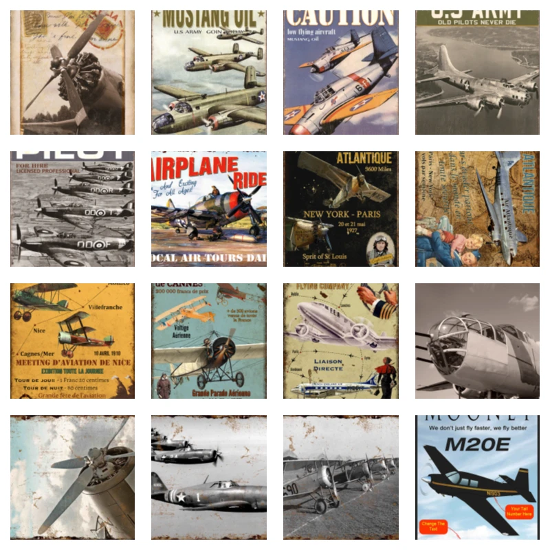 

Military Airplane Tin Signs Retro Vintage Tin Sign for Wall Decor Fence Yard Garden House Metal Sign 8x12 in