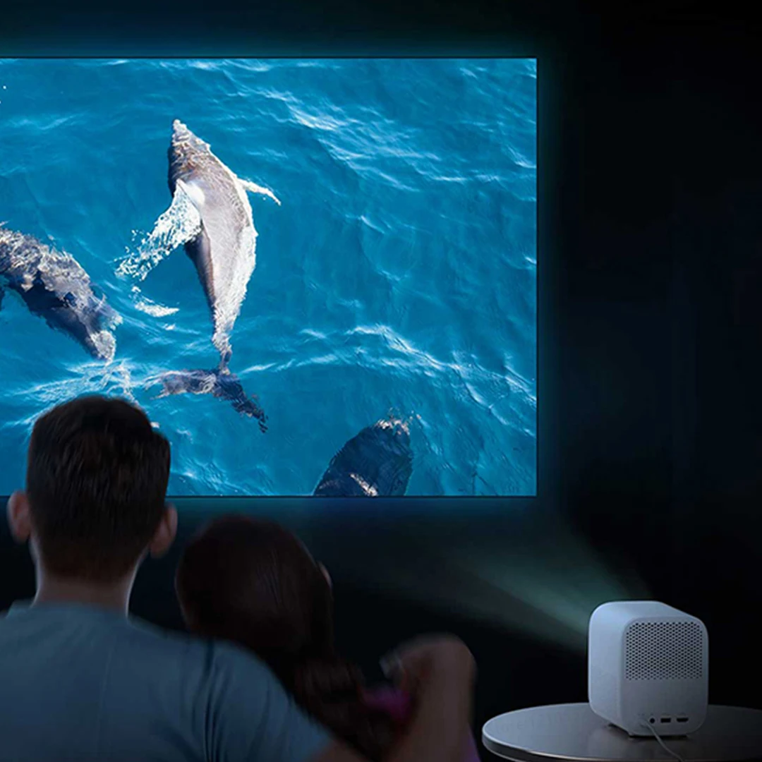 Новый умный проектор Xiaomi Mi 2 домашний кинотеатр Netflix Android TV вход 4K автофокусировка