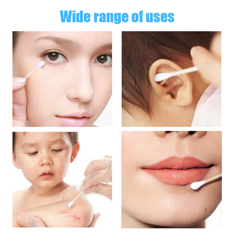 200 шт деревянные ватные палочки биоразлагаемые двойные для макияжа V9 Drop|Ватные