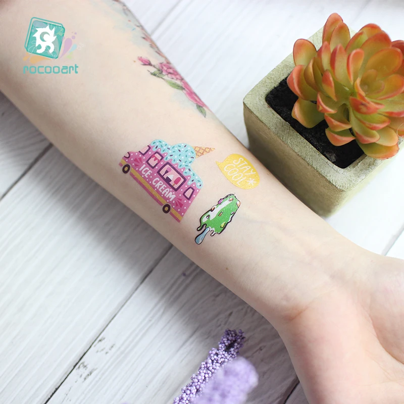 Rocooart 15 шт. милые и красочные наклейки для татуировок Castel Мультяшные татуировки
