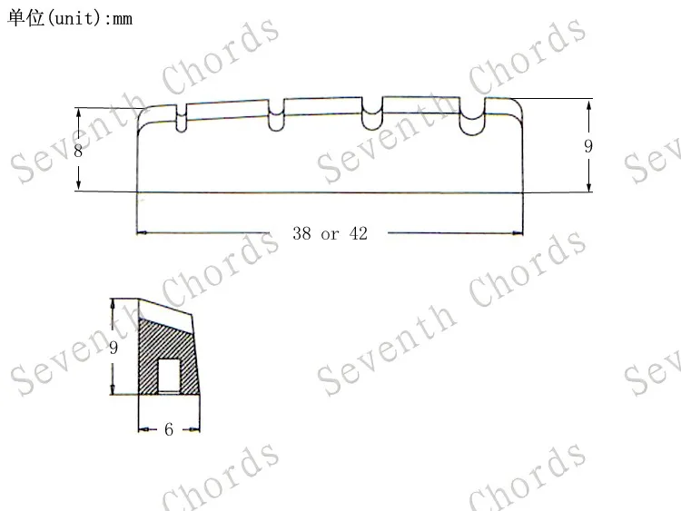 

1 Pcs 4 String Brass Slotted Electric Bass Nut. Size:42 x 6 x 9-8mm and 38 x 6 x 9-8mm for choose
