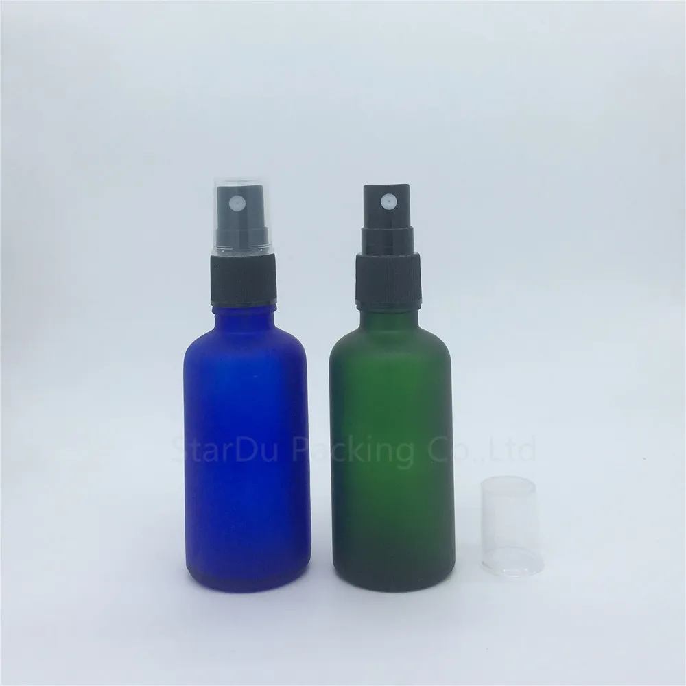 

travel bottle 50ml amber blue green transparent frosted glass bottle with sprayer, 50cc perfume bottle Spray Bottles 10pcs