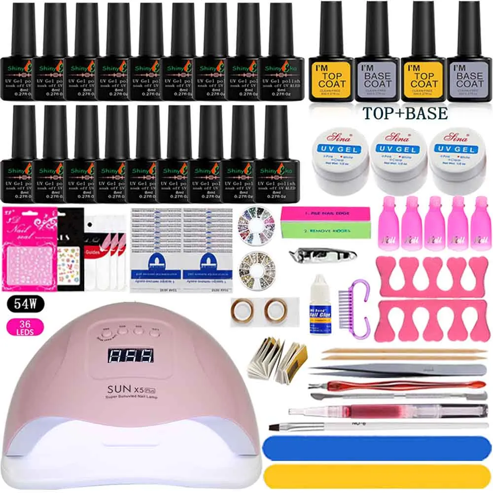 Набор инструментов для маникюра: гель лаки 18/12/6 шт. + лампа сушки|Комплекты и