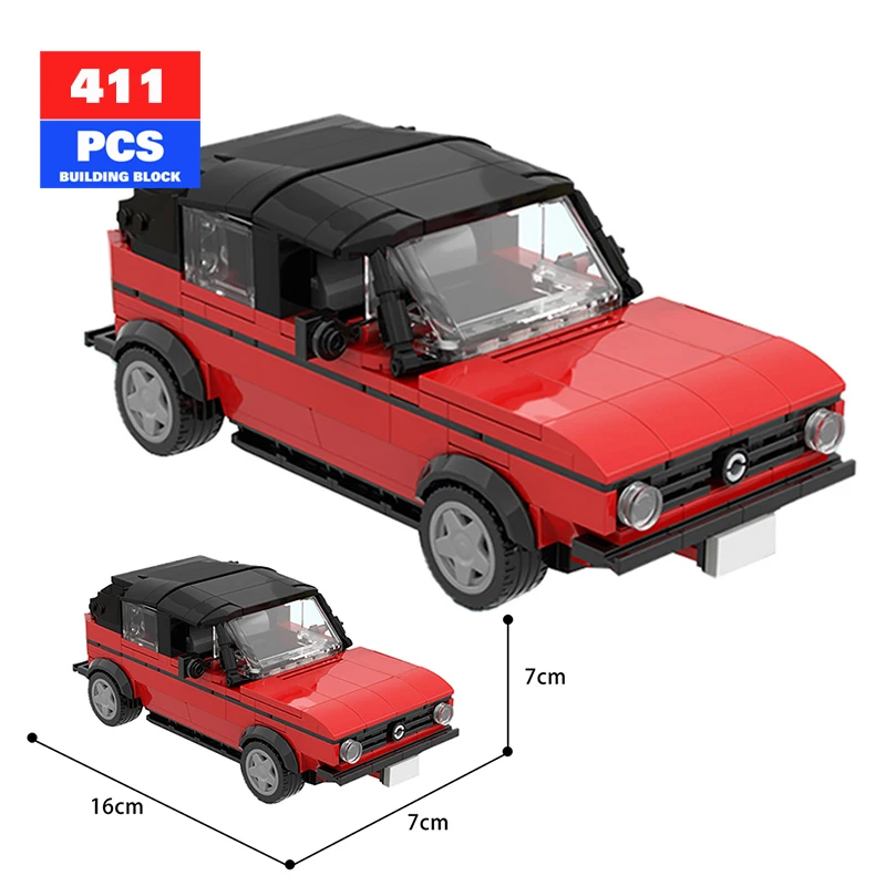 

City Famous Brand Retro Vintage Car Cabrio Golfal Building Blocks Red Car Model Creative Expert Speed Children's Toy Boy Gift