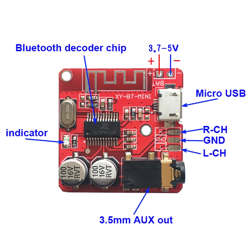 3.7-5V Wireless Bluetooth MP3 Decoder Board BLE 4.1 Circuit Module Lossless Decoding Micro USB TF Card Interface | Электроника