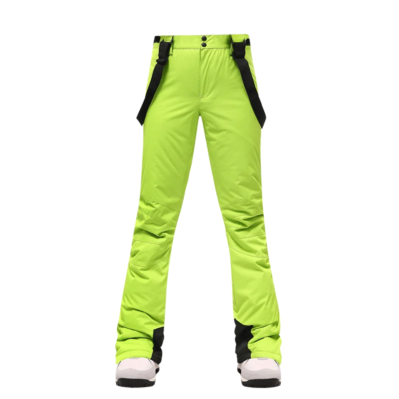 MUTUSNOW Skiing Pants Women's New Arrival Ski Trouser Snowboard Female High Quality Snow Pants Windproof Waterproof Breathable - Color: Green