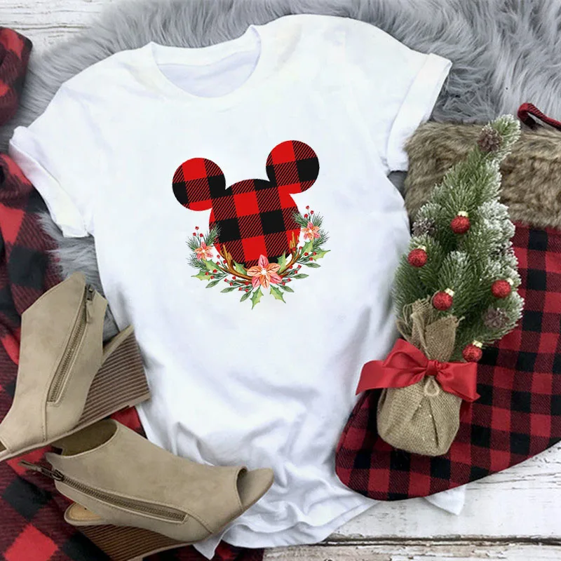 WT0299-White Рождественская футболка Для женщин T рубашки для мальчиков Модные Графический милый каваи Hipster футболка Micky женский Camiseta Mujer - Цвет: WT0299-White