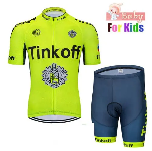 2018 г. Дышащий Детский комплект из Джерси для велоспорта Tinkoff шорты Детская