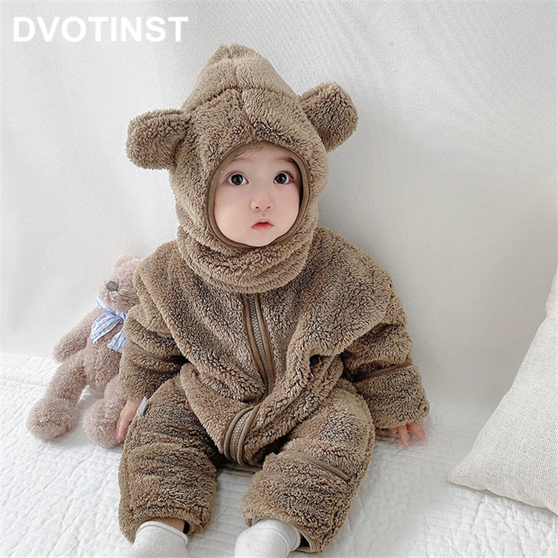 

Newborn Baby Clothes Boys Girls Romper Hat Winter Lamp Plush Warm Rompers Bodusuit Pajamas Jumpsuit Toddler Costume Outfits