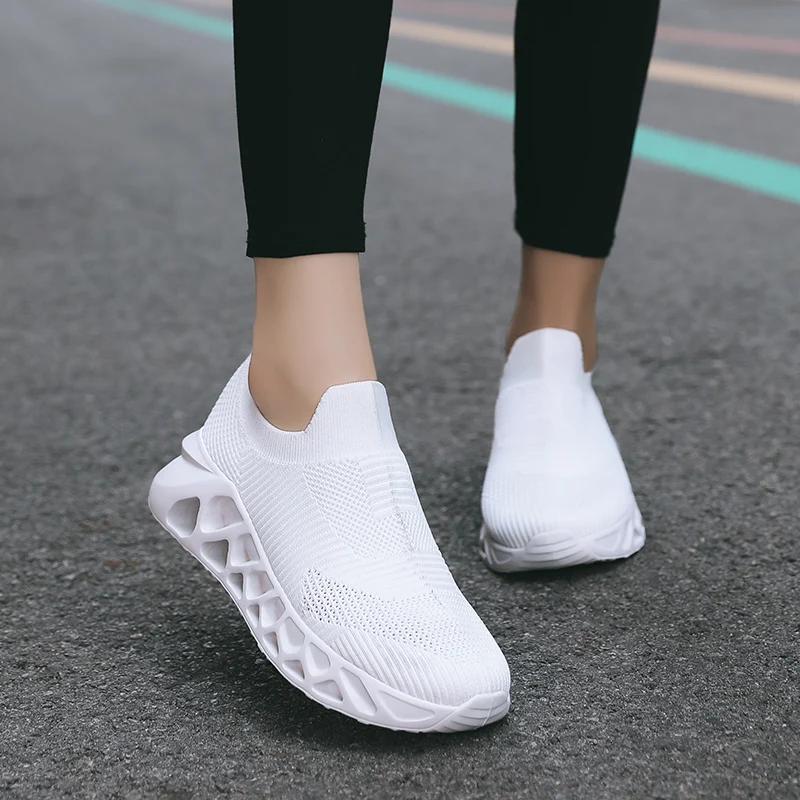

New Arrival Womens Walking Shoes Thick Soled Training Shoes Women White Jogging Shoes for Ladie Weaving Sports Female Sneakers