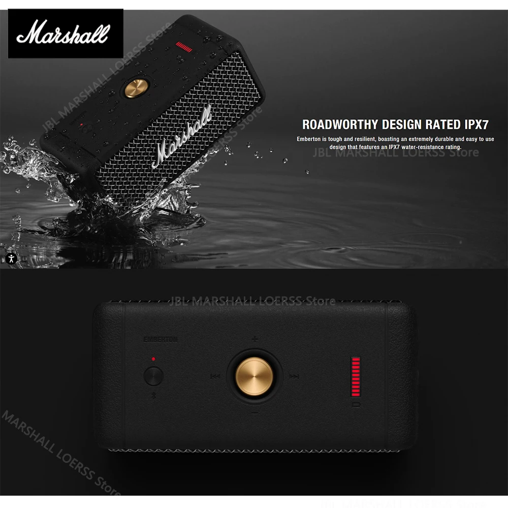 MARSHALL EMBERTON оригинальный беспроводной Bluetooth динамик IPX7 водонепроницаемый