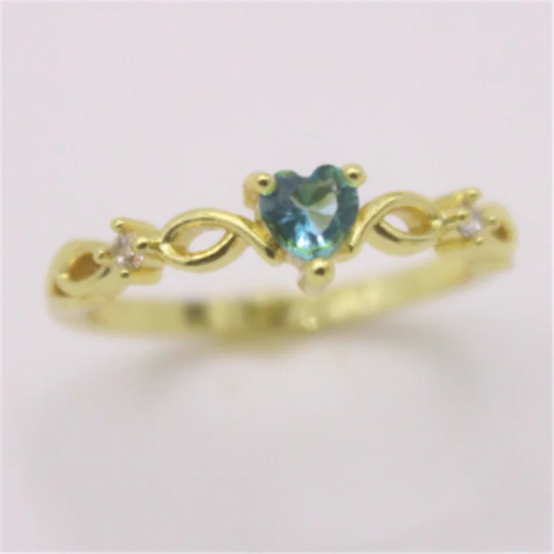 

Simple Small Fresh Heart-shaped Ring Sea Blue Women Holiday Gift Party Jewelry Wholesale