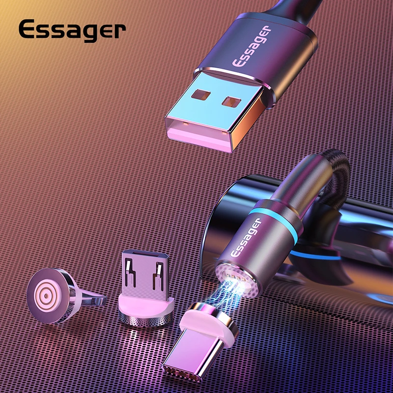 Магнитный кабель Essager Micro USB Type-C для iPhone Lighting 1 м 2 3 А быстрая зарядка | Мобильные