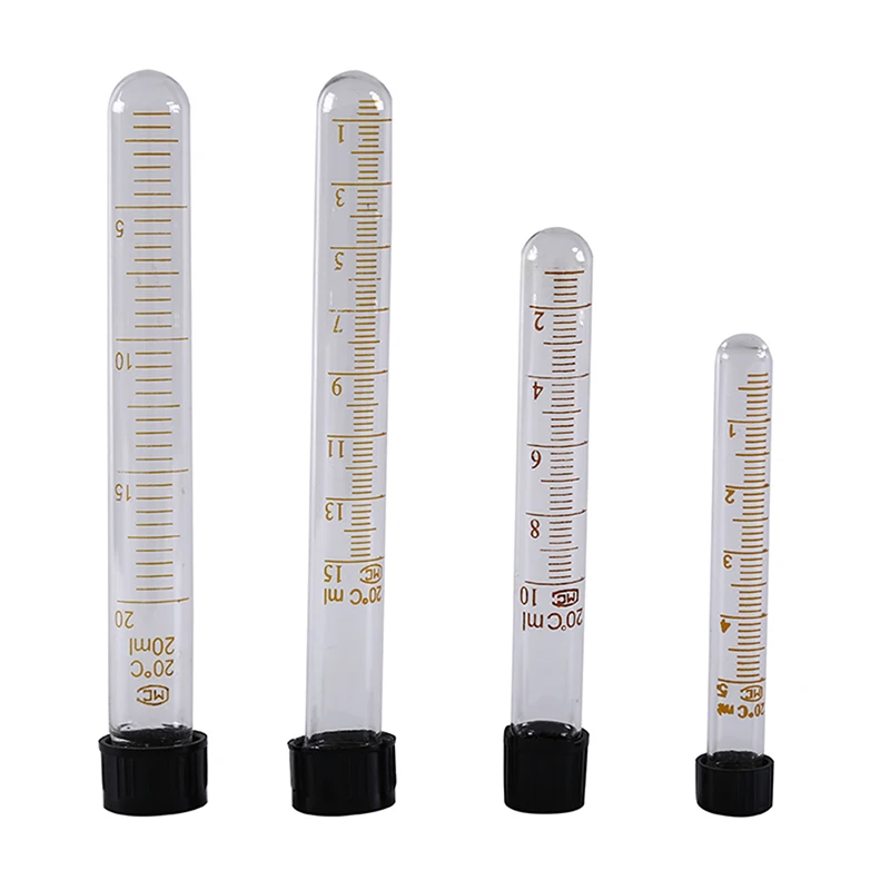 

1pc 5ml/10ml/15ml/20ml Graduated Glass Test Tubes With Black Screw Cap Lab Supplies