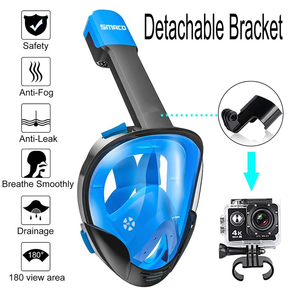 Маска для подводного плавания с полным лицом панорамный вид анти туман утечка