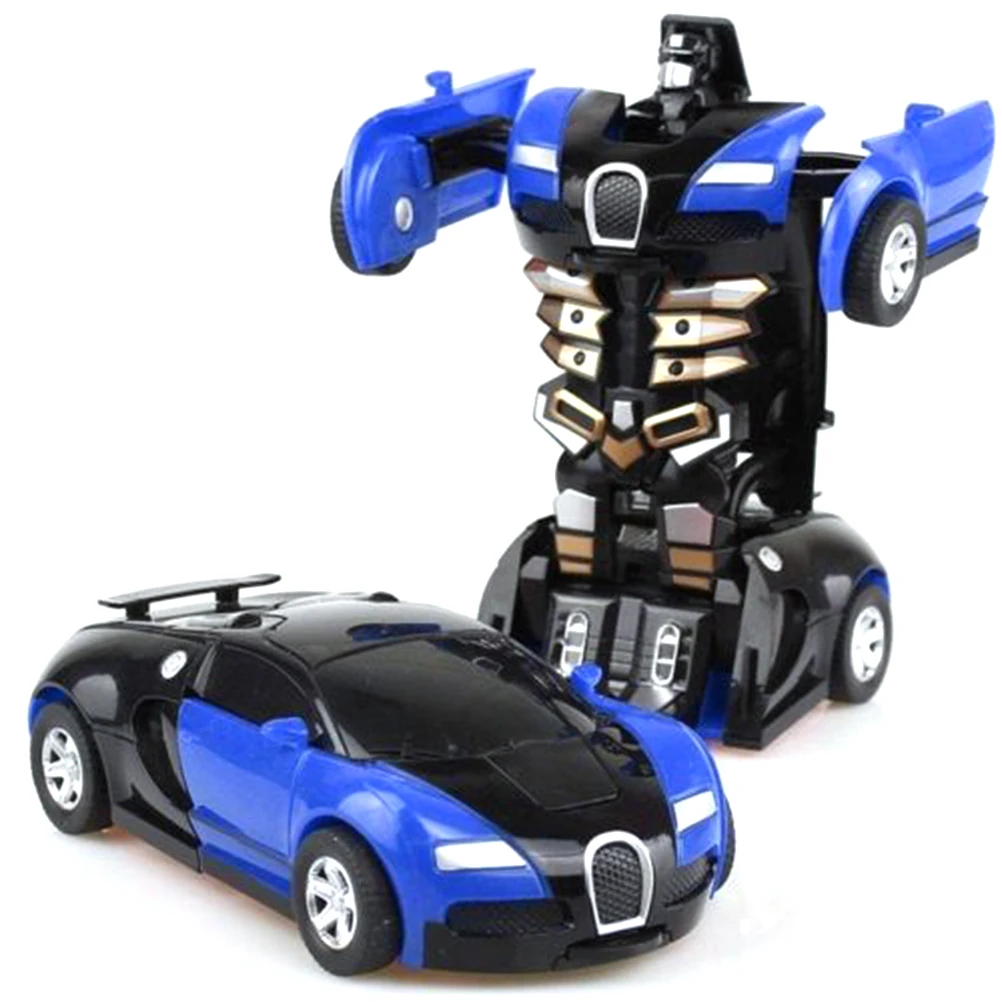 Синий Transformation Model Robot Car Transforming Kids Toy Toddler Auto Robots Cool Toy for Boys Birthday Car Toys For Children - Цвет: Синий