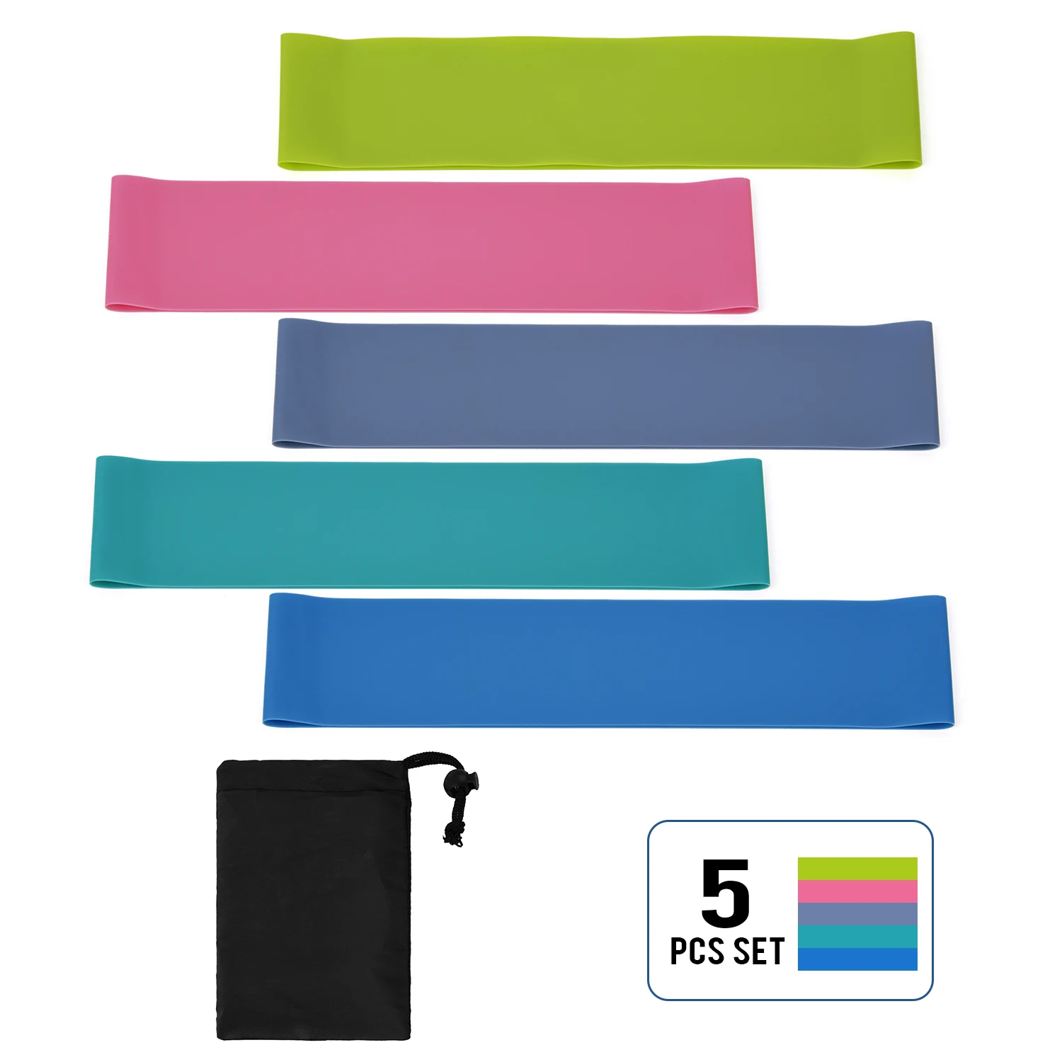 Лента петля эластичная с сумкой для хранения 5 шт.|Пояса йоги| |