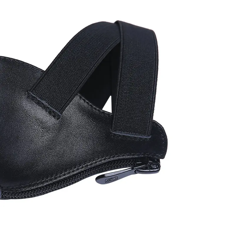 Женские босоножки на низком устойчивом каблуке QUTAA черные сандалии из