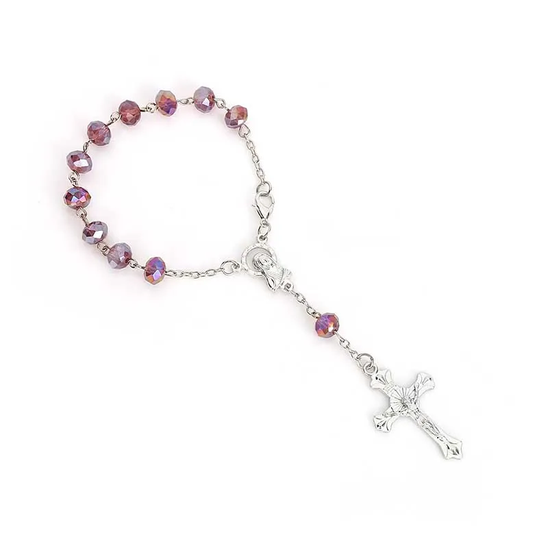 60 штук/мини католический Розарий 8 мм белый кристалл Розария браслет и бисера