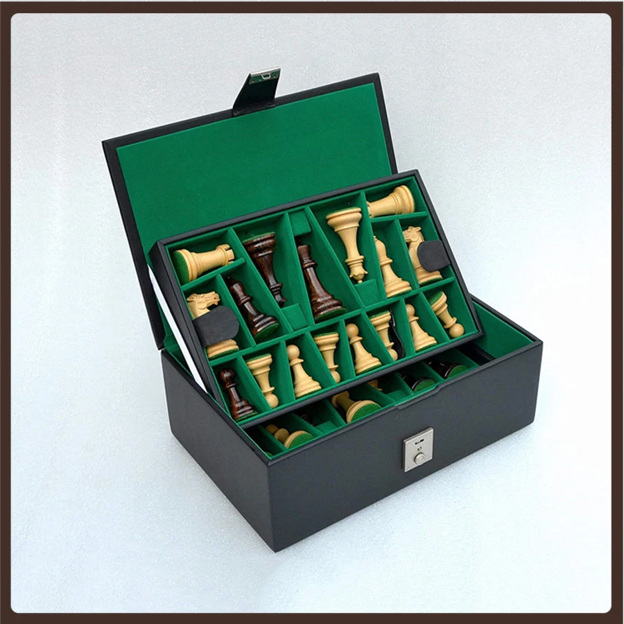 

Portable Leather Chess Box Professional Large High Quality Chess Piece Storage 23X35X12 Luxury Design Xadrez Jogo Family Game