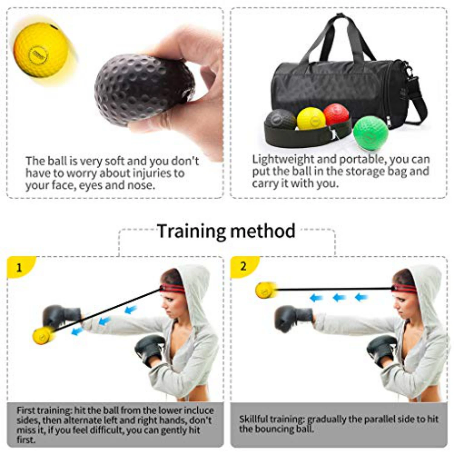 

1Set Boxing Reflex Speed Ball Fitness Punching Head Bands Set Improving Speed Reaction Thai Exercise Hand Eye Training