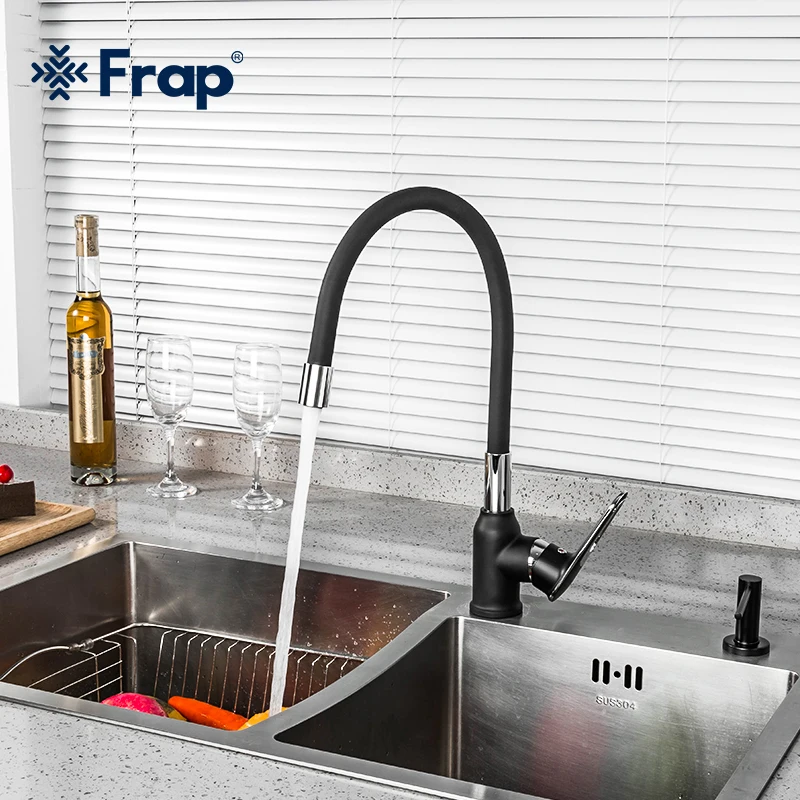 

Смеситель для кухни FrapKitchen, смеситель для холодной и горячей воды с резиновым дизайном, кран Torneira Cozinha с одной ручкой F4049-6