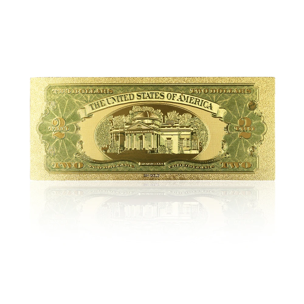 Распродажа банкноты с золотом 1928 года США 24 К позолоченные купюры за 2 доллара
