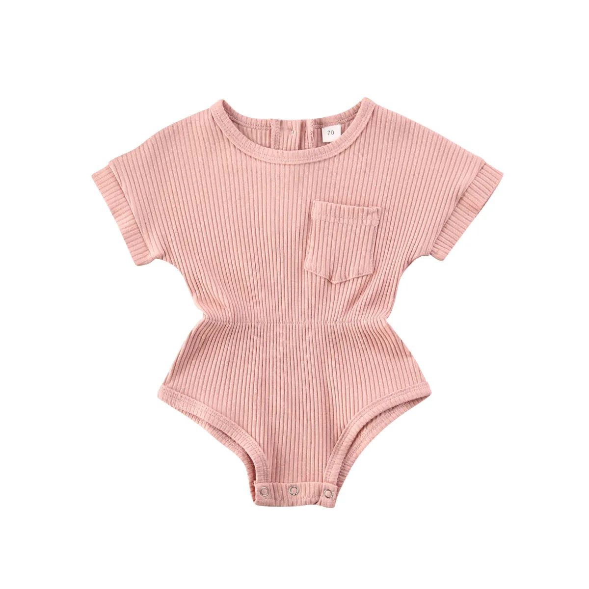 

Newborn Baby Girls Clothes Short Sleeve Romper Top Ribbed Solid High Waist Crotch Cotton One-pieces Baby Summer Clothing