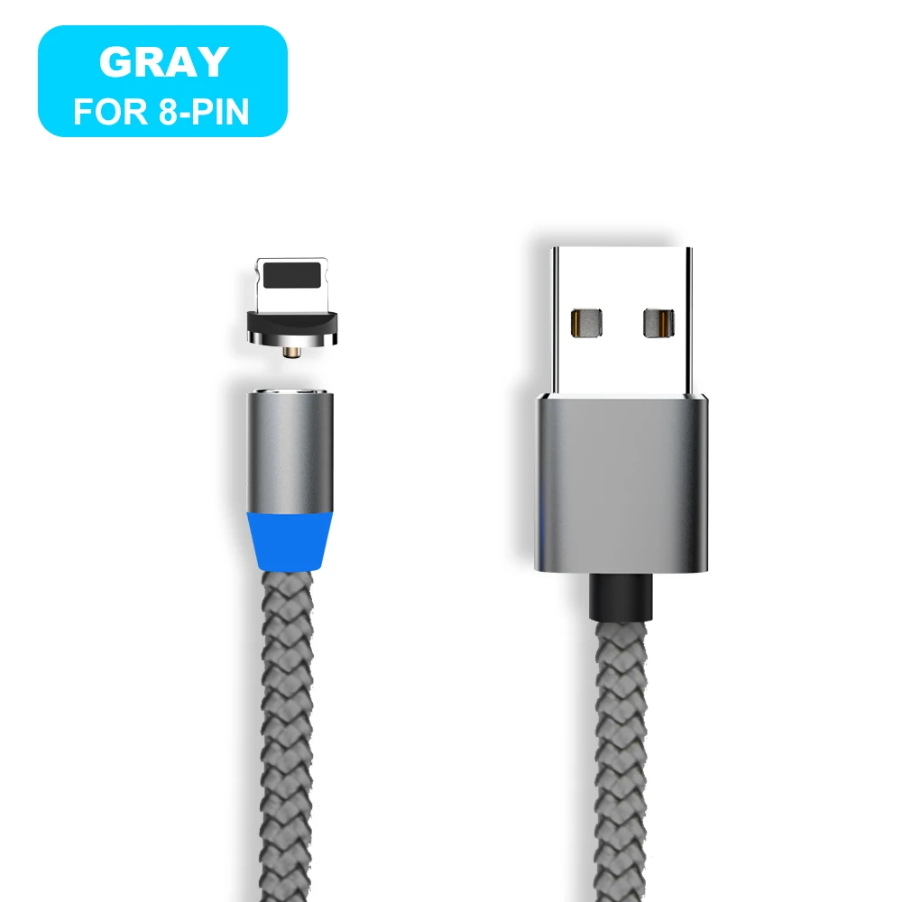 Grey for iphone Магнитный кабель Vanniso Micro USB с нейлоновой оплеткой, кабели для мобильных телефонов samsung s8, Xiaomi mi9, USB C, Microusb, светодиодный, магнитный, зарядное устройство - Цвет: Grey for iphone