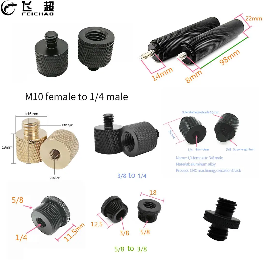 Металлический 1/4 &quot3/8&quot 5/8 M10 M4 с резьбой для крепления адаптера внешней пластина