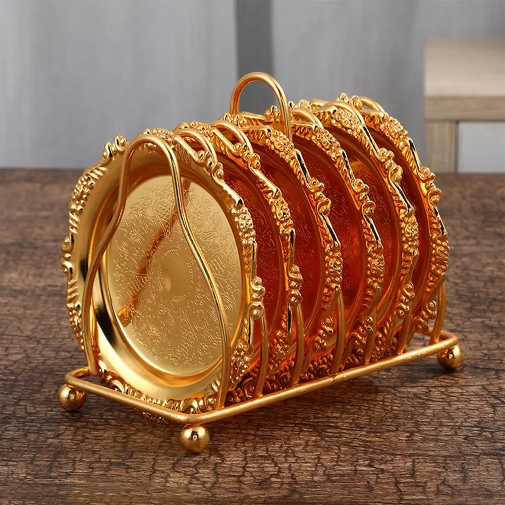 

1 Set Mini Cake Plates Vintage Reusable Alloy Elegant Shape Golden Color Dessert Plate Set for Home