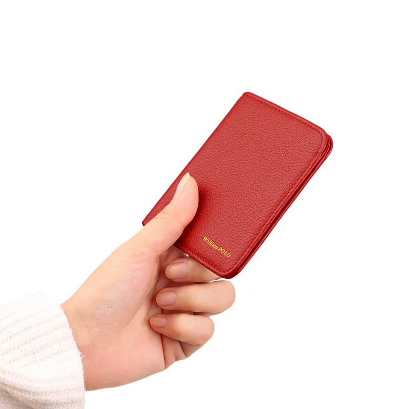 Кожаный женский мини кошелек ультратонкий держатель для карт трендовый