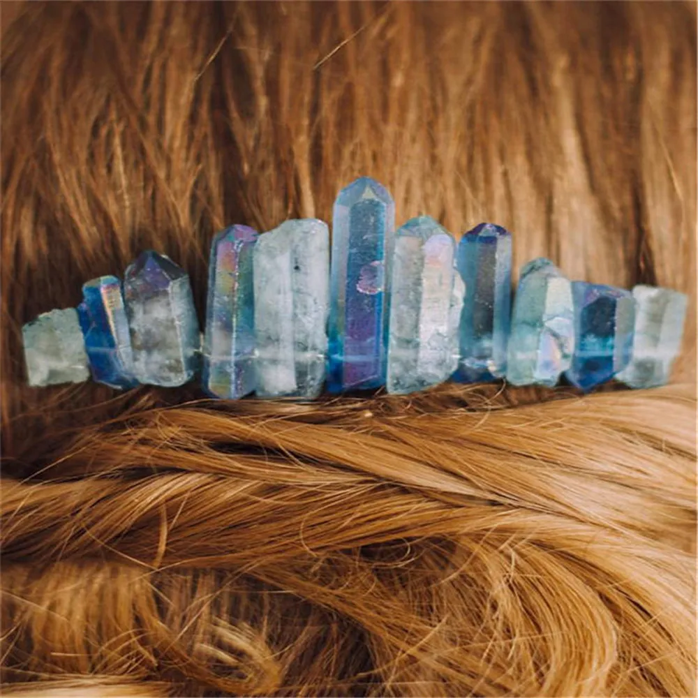 Аура кварцевый кристалл Корона натуральный сырой матовый Радужный камень Опал