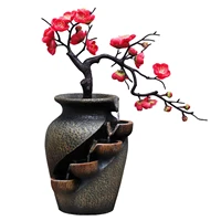 water vase resin crafts waterfall fountain without atomizer electric simulation tree desktop living room home decor gifts