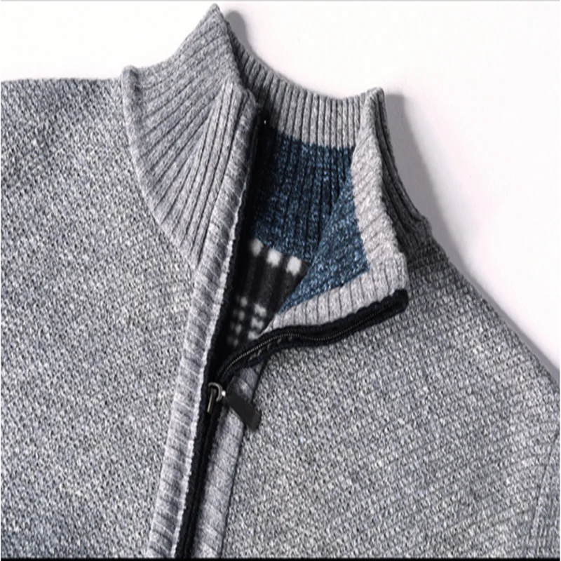 

Men's Wool Pullover Autumn Winter Warm Thick Turtlework Zipper Slim Fit Solid Long Sleeve Clothes Knitted Cotton Casual Sweaters