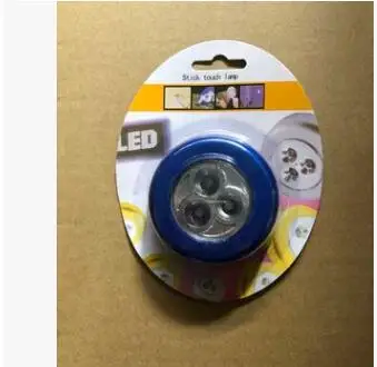 blue 3 LED Настенный светильник с питанием от батареи, самоклеющаяся Беспроводная палка, сенсорный светильник для гардероба, автомобильный ночной потолочный свет, внутренний светильник ing - Испускаемый цвет: blue 3 LED